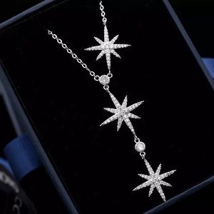 Gorgeous CZ  Stars Silver Necklace
